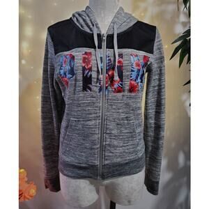 PINK Victoria's Secret Women's S Tropical Floral Logo Full Zip Colorblock Hoodie